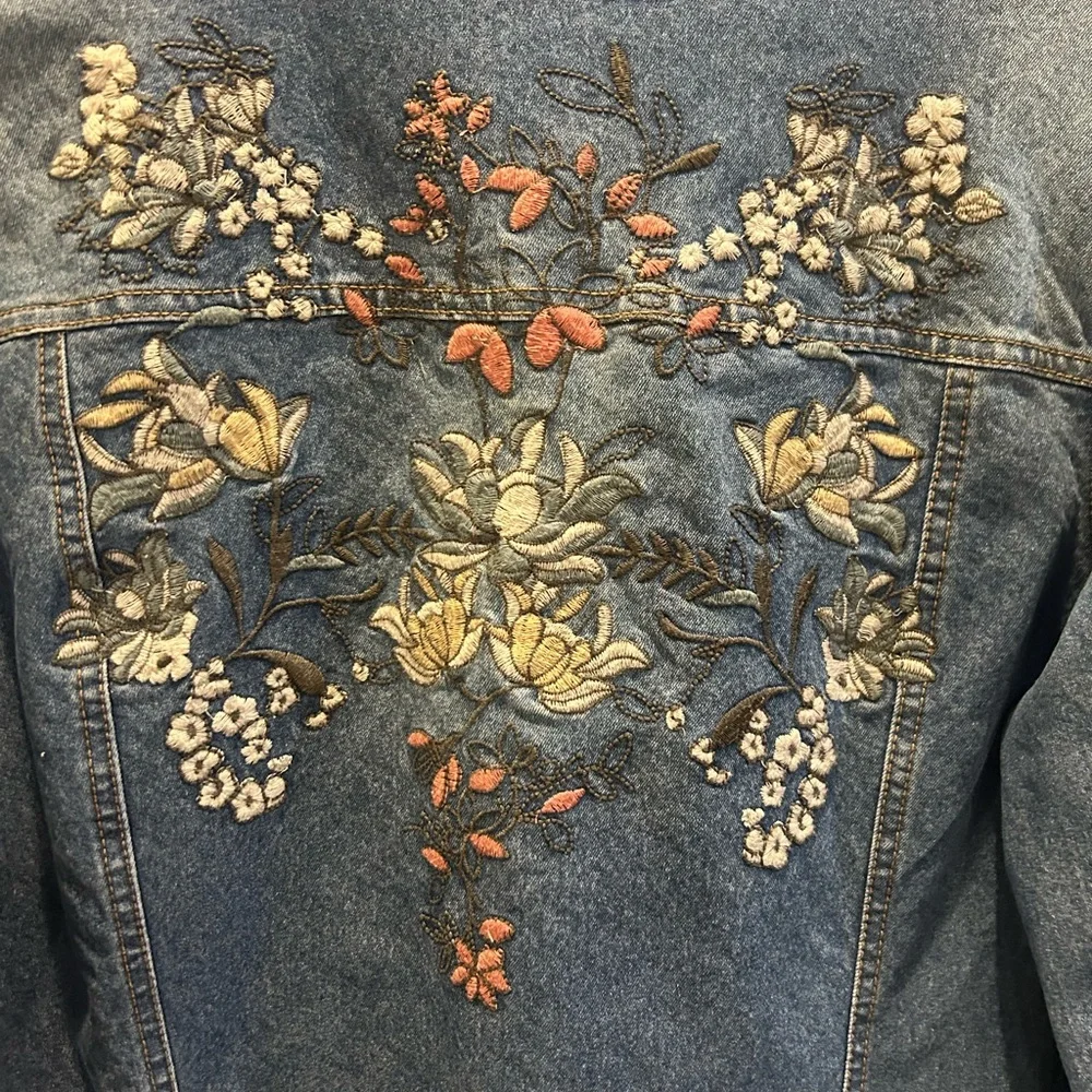 Tantrums Blue Denim Jacket with Floral Accents XL - Picture 6 of 7